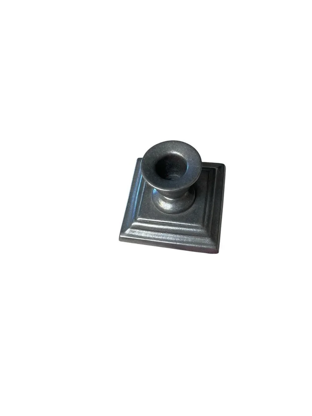 Carson Pewter Single Taper Candle Holder Vintage Square Base Rustic Home Decor